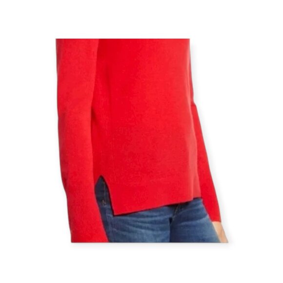 NWT $98 Halogen Red Bloom 100% Cashmere Knit Red V-Neck Sweater - Size L - Picture 3 of 5